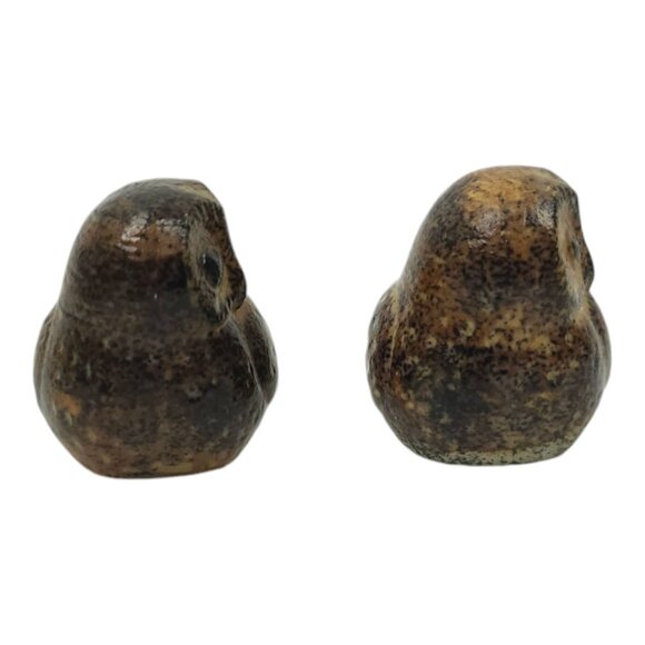Napcoware Import Miniature Owls Vintage 60s Ceramic Speckled Stoneware Figurine - Picture 4 of 15